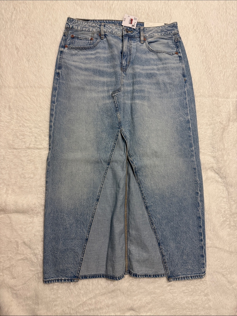 American Eagle Light Blue Denim Front-Slit Maxi Jeans Skirt Sz 8 NWT